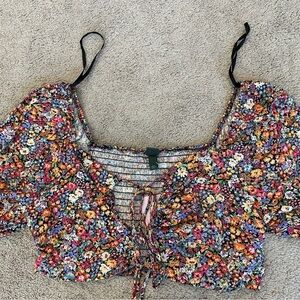 Wild Fable - Size XXL - Floral Puff Sleeve Crop Top